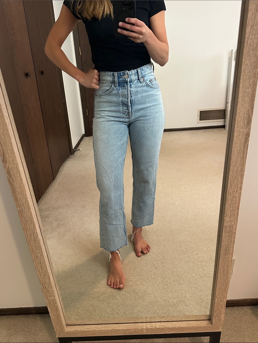 Zara Light Blue Straight Leg Jeans